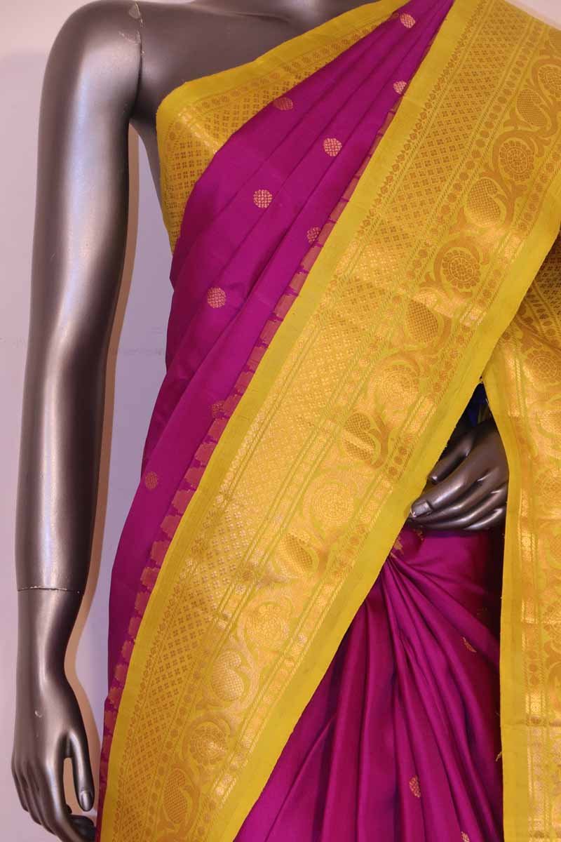 Grand & Traditional Zari Butta Handloom Pure Gadwal Silk Saree AG207208